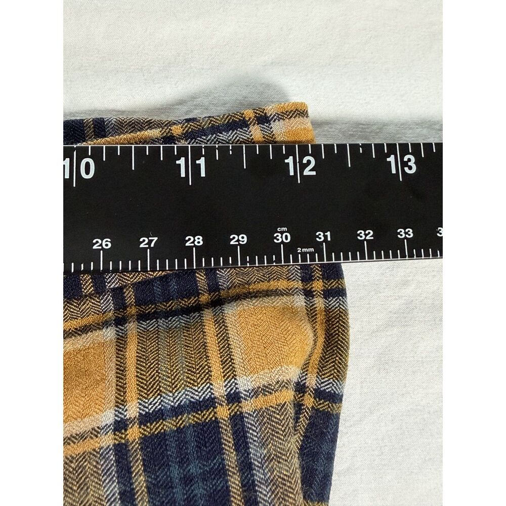 Urban Outfitters Plaid Flare Pants Size 4 Yellow Mustard Split Hem Front Slit - Picture 8 of 13
